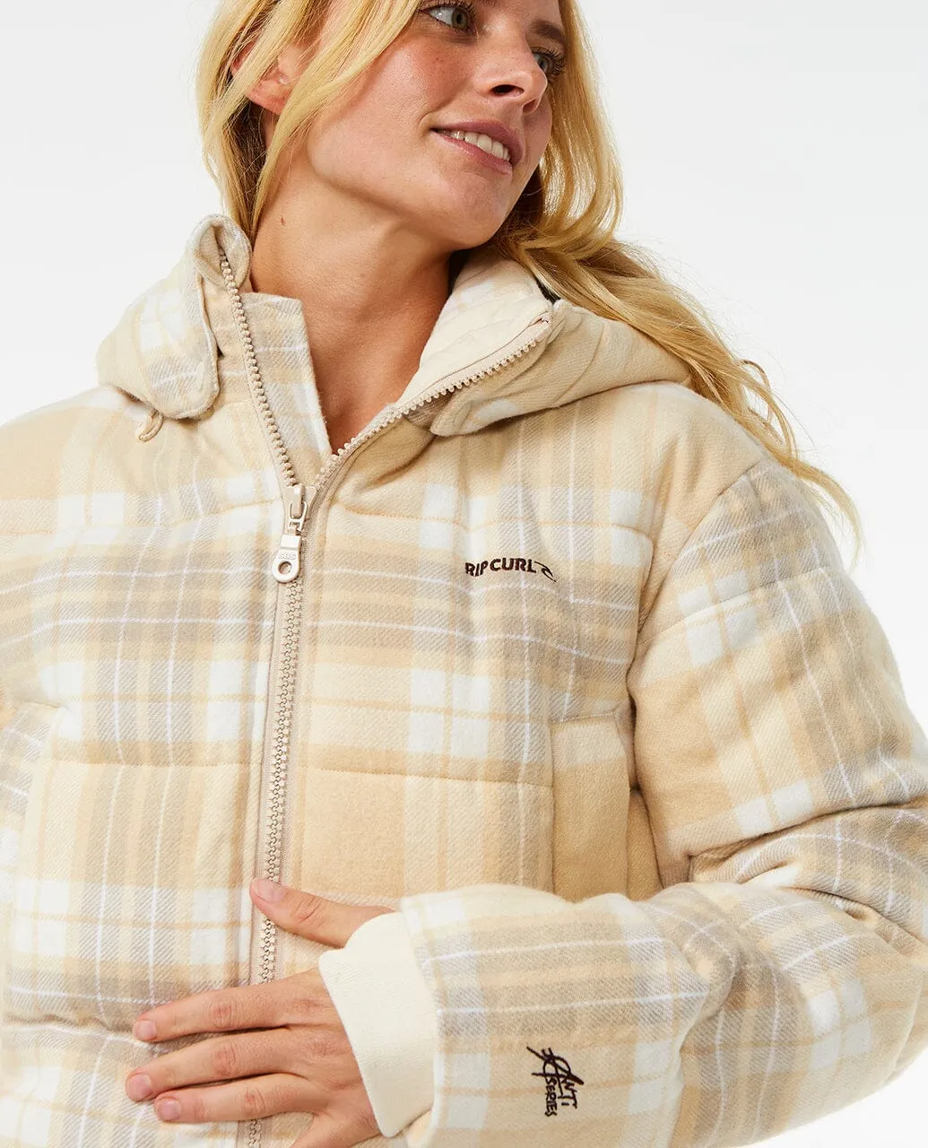 Anti-Series Surf Check Puffer Jacket - Natural