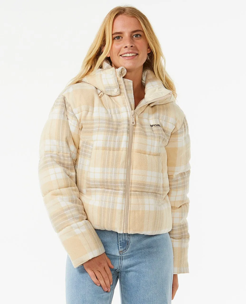 Anti-Series Surf Check Puffer Jacket - Natural