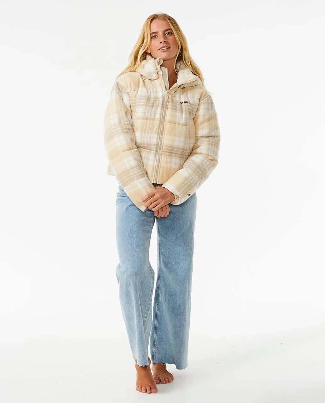 Anti-Series Surf Check Puffer Jacket - Natural
