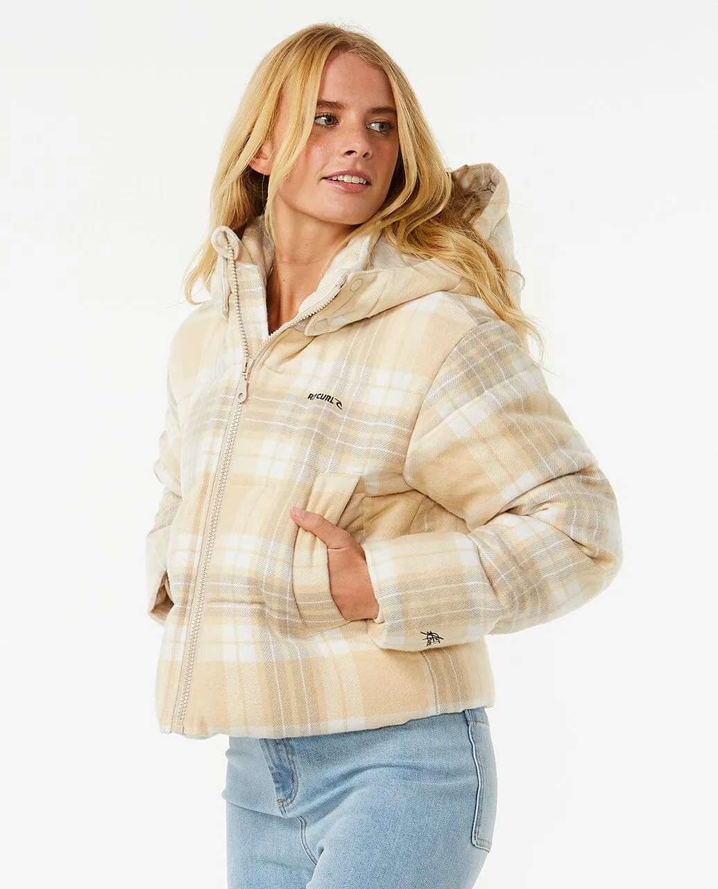Anti-Series Surf Check Puffer Jacket - Natural