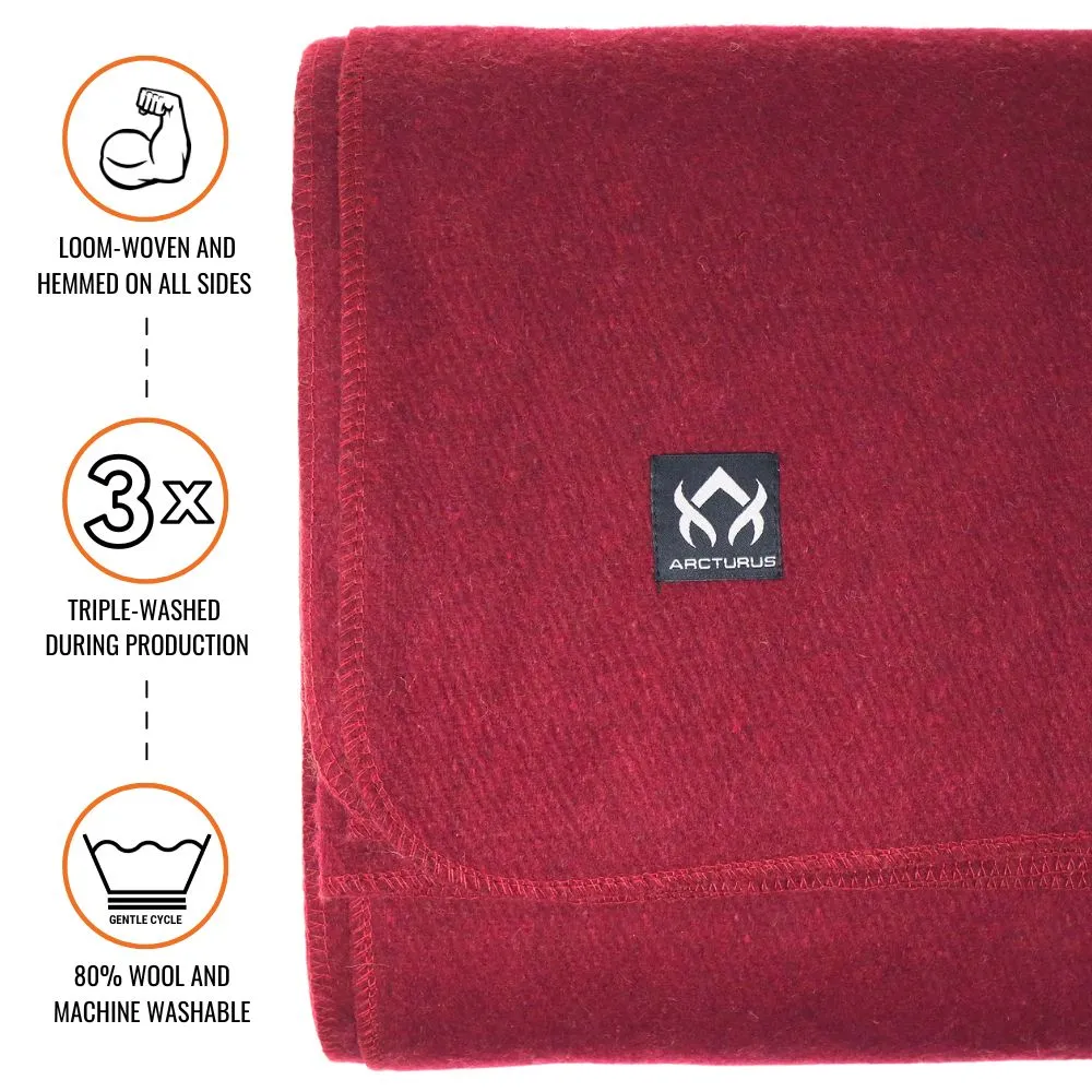 Arcturus Military Wool Blanket - Crimson | 4.5 lbs (64" x 88")