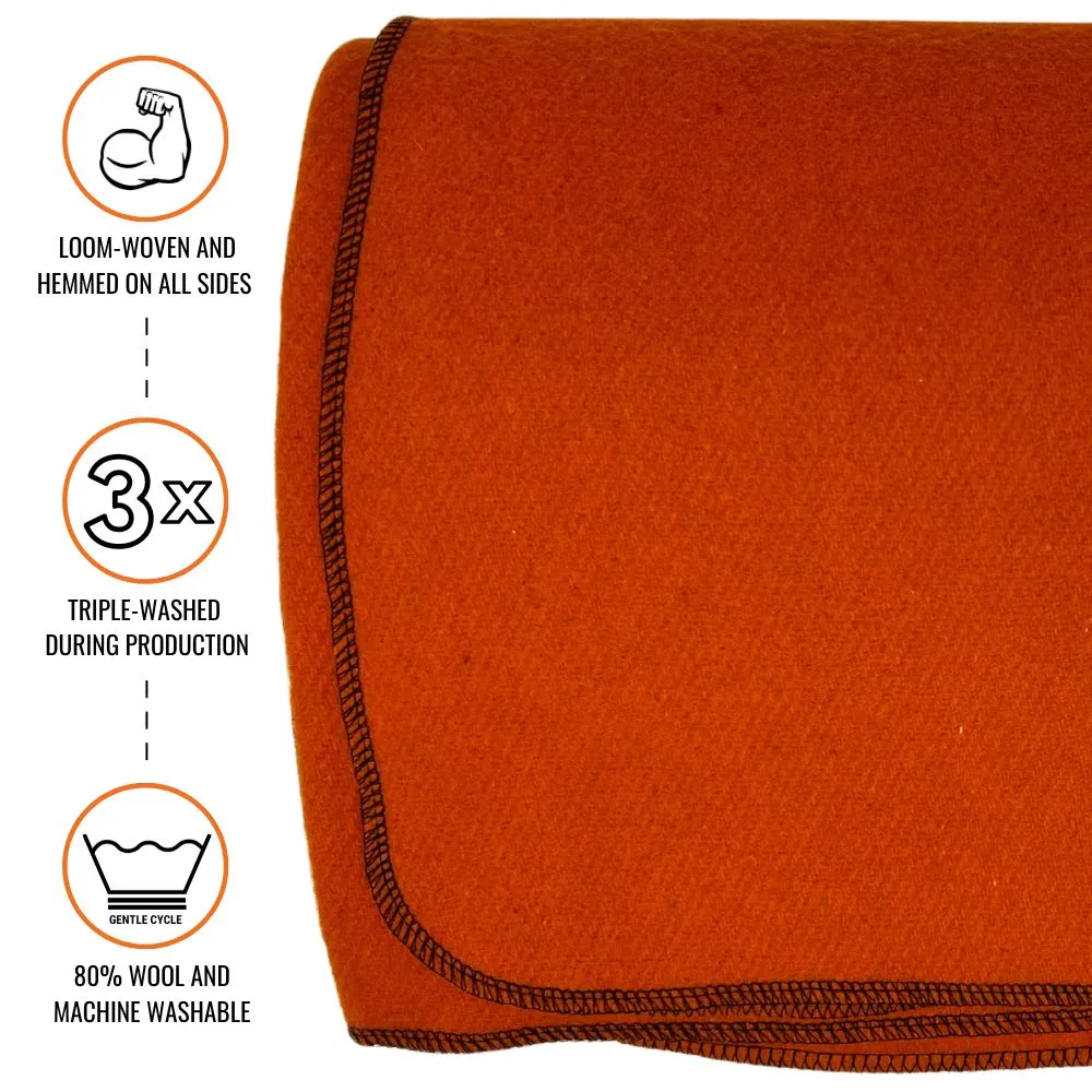 Arcturus Military Wool Blanket - Ember Orange | 4.5 lbs (64" x 88")