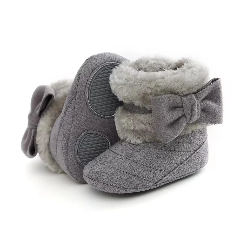 Bows Winter Plush First Walker Boots