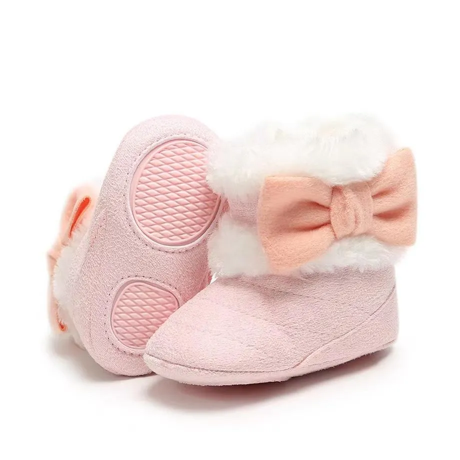 Bows Winter Plush First Walker Boots