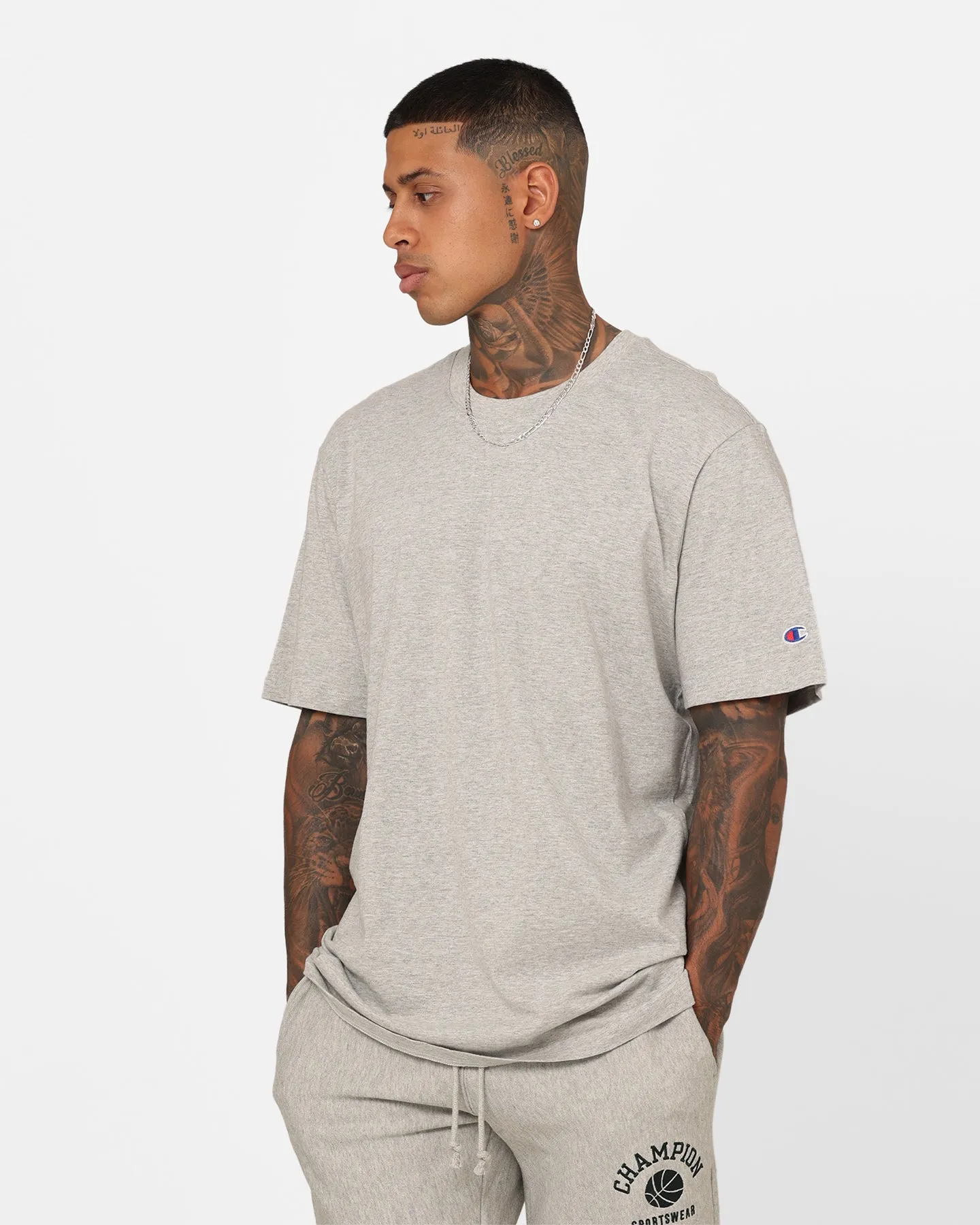 Champion Jersey Lightweight Staple T-Shirt Oxford Heather