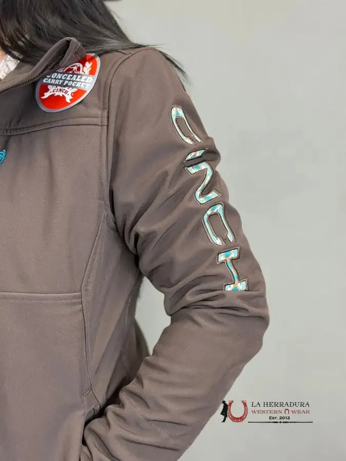 Cinch Womens Brown / Turquise Team Logo Softshell Jacket