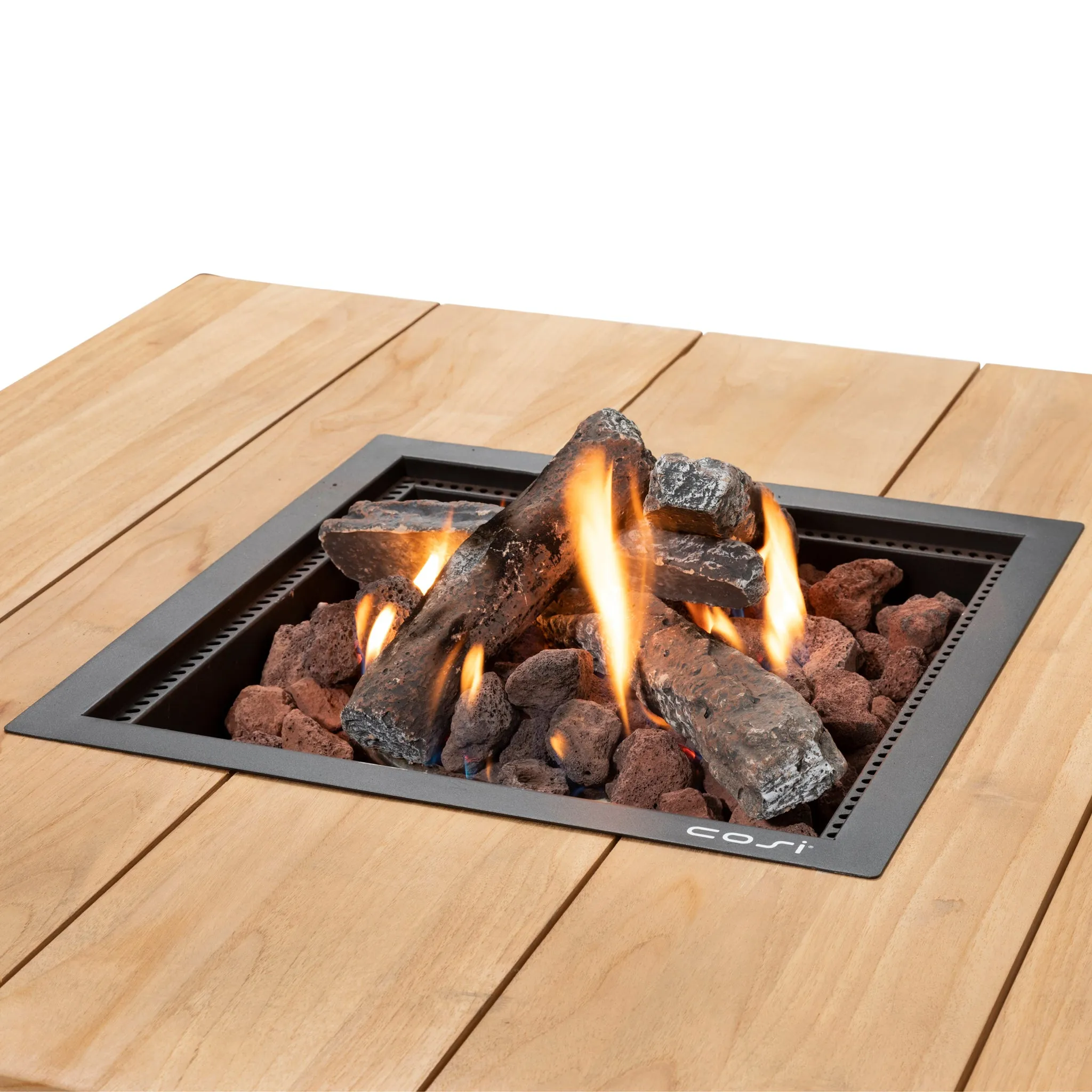 Cosipure 100 Black and Teak Square Fire Pit