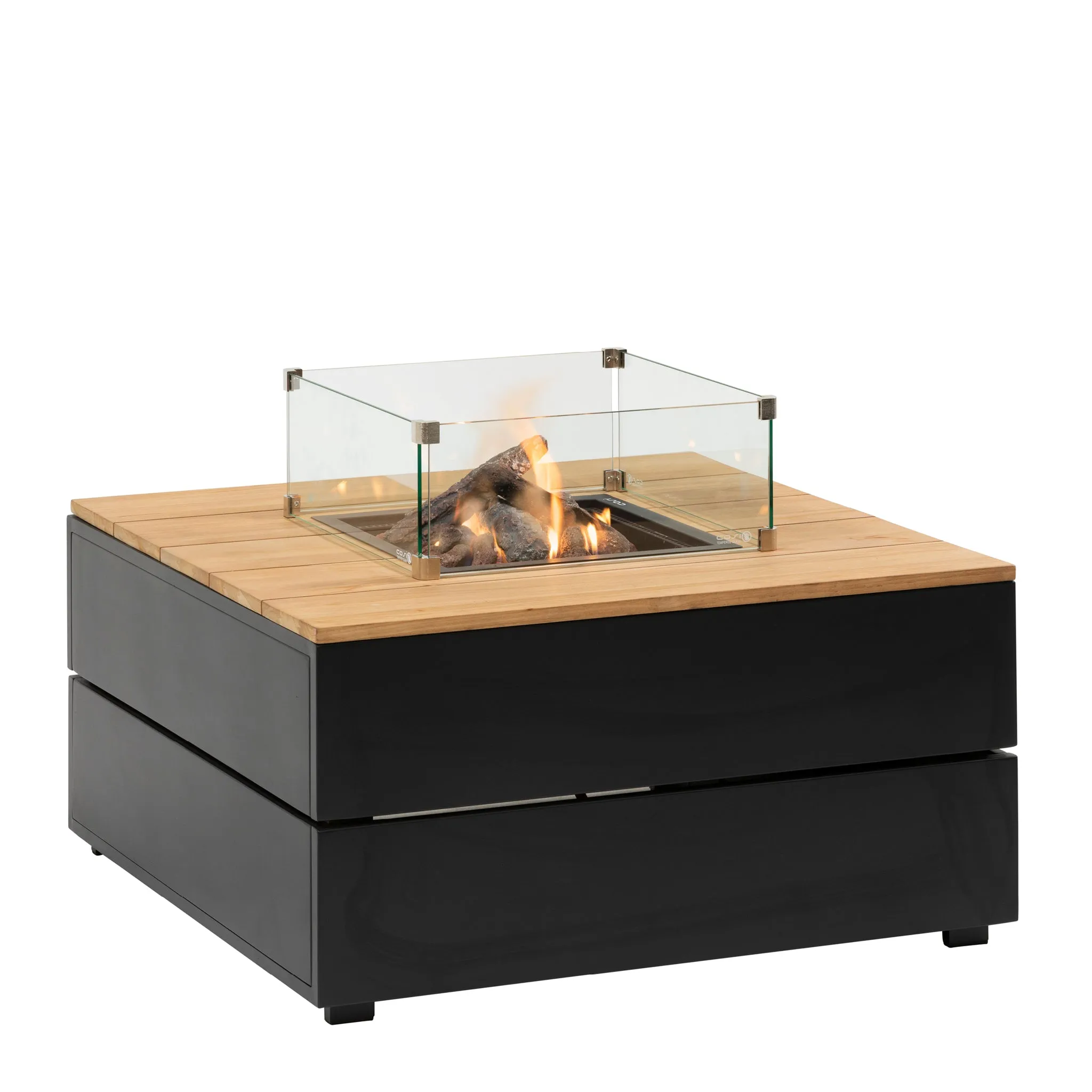 Cosipure 100 Black and Teak Square Fire Pit