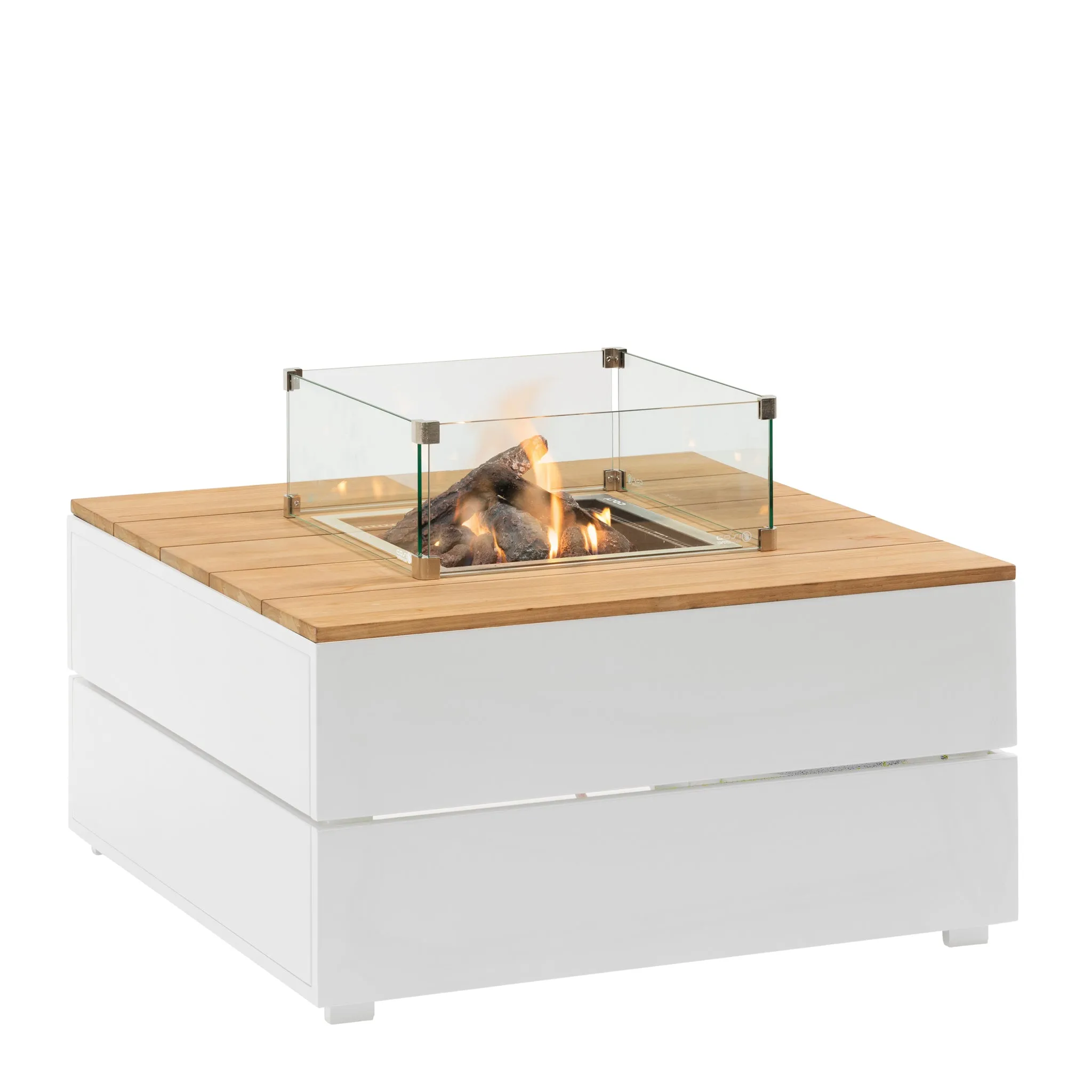 Cosipure 100 White and Teak Square Fire Pit