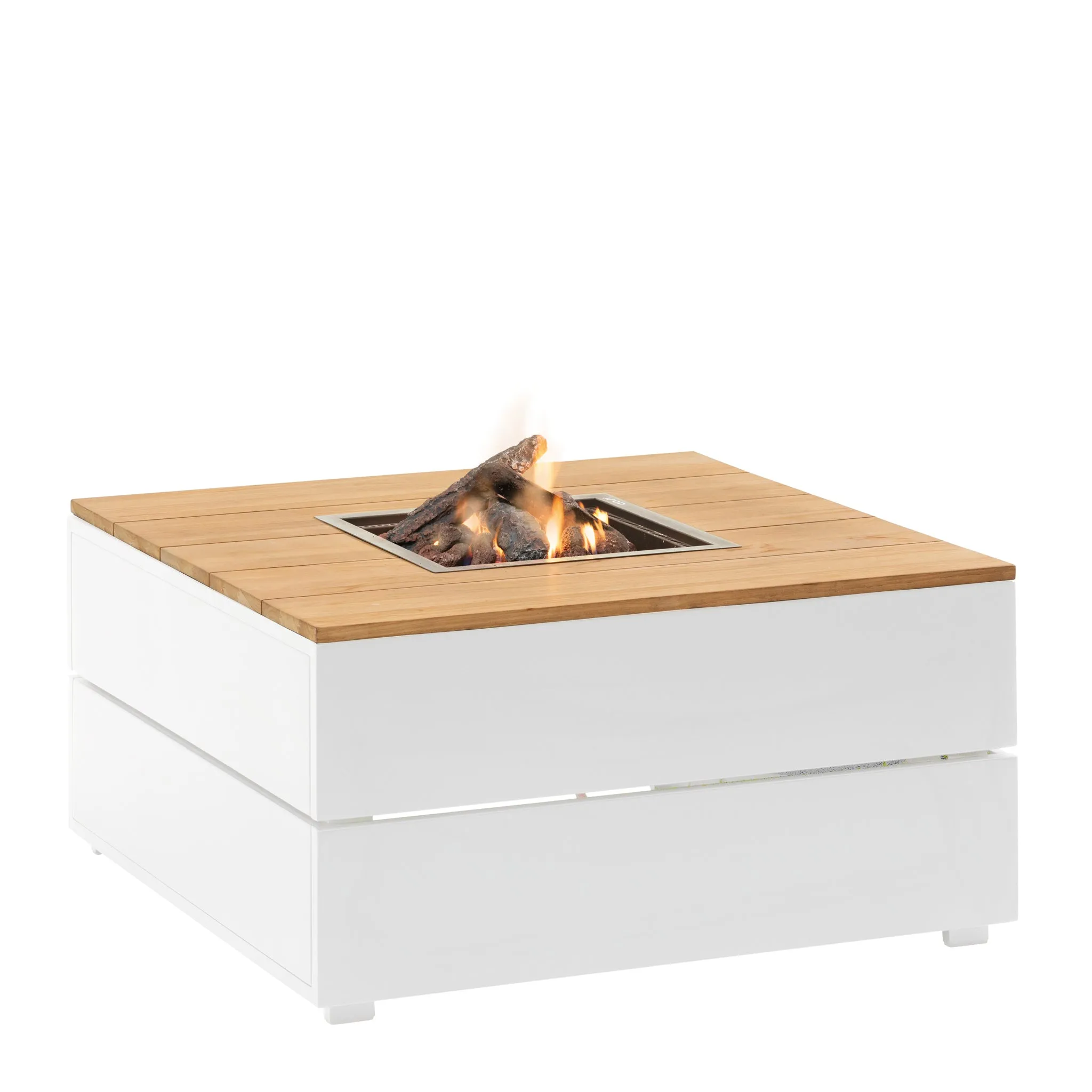 Cosipure 100 White and Teak Square Fire Pit