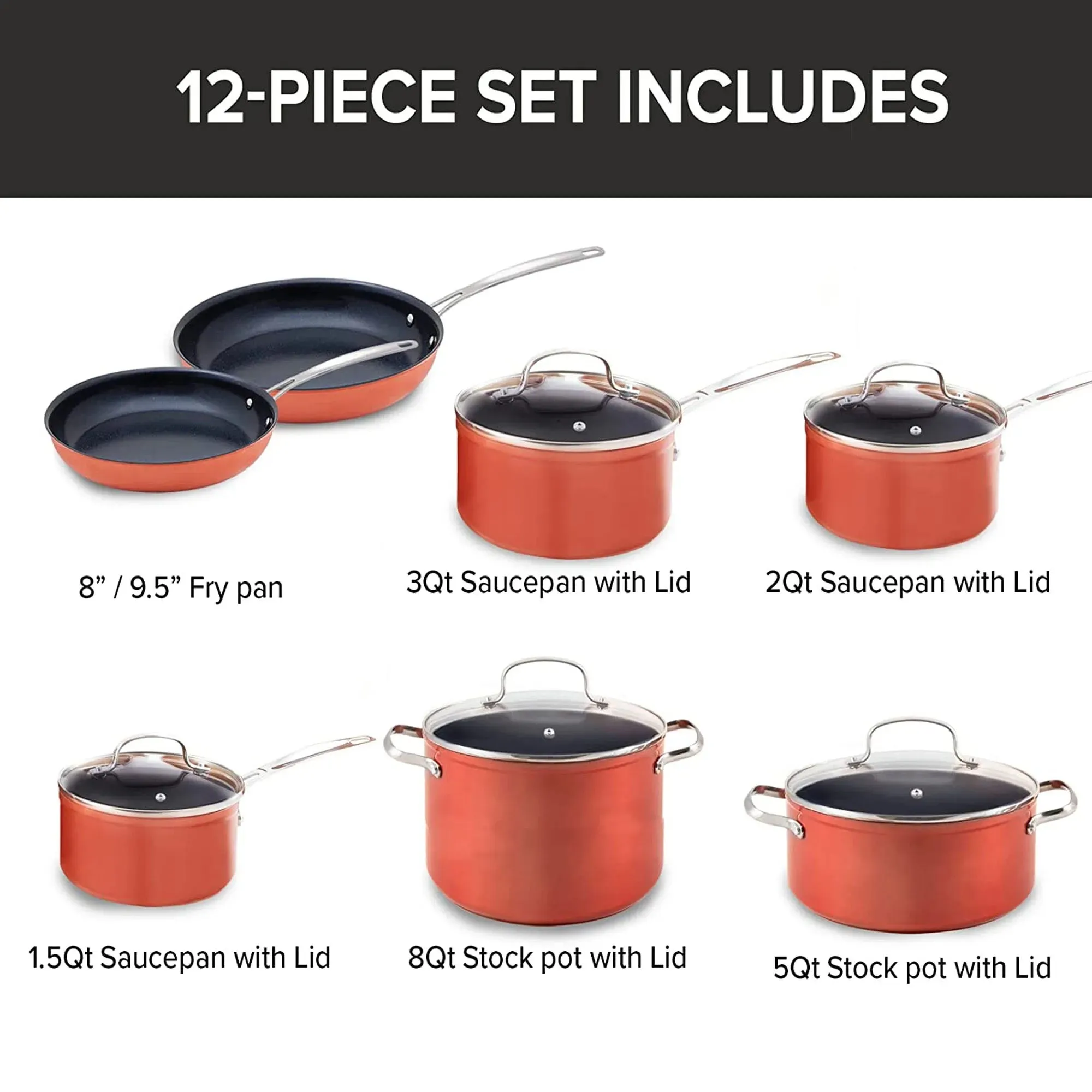 Duralon Blue Non-Stick Cookware 12-Piece Set