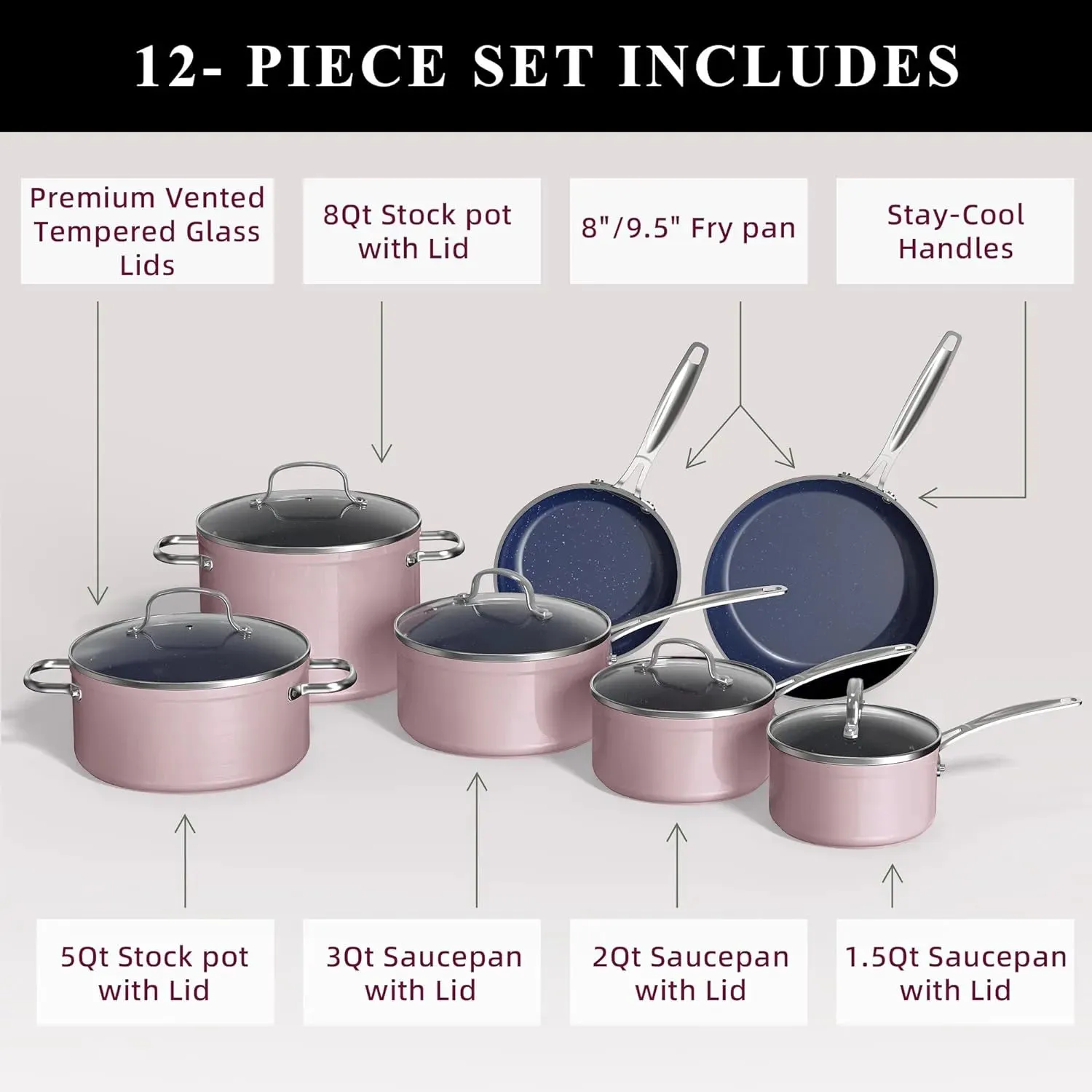 Duralon Blue Non-Stick Cookware 12-Piece Set