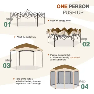 EAGLE PEAK Pop-Up Camping 6 Sided (6x6x6) Gazebo w/ Mosquito Netting Easy Center Canopy Shelter Instant Tent