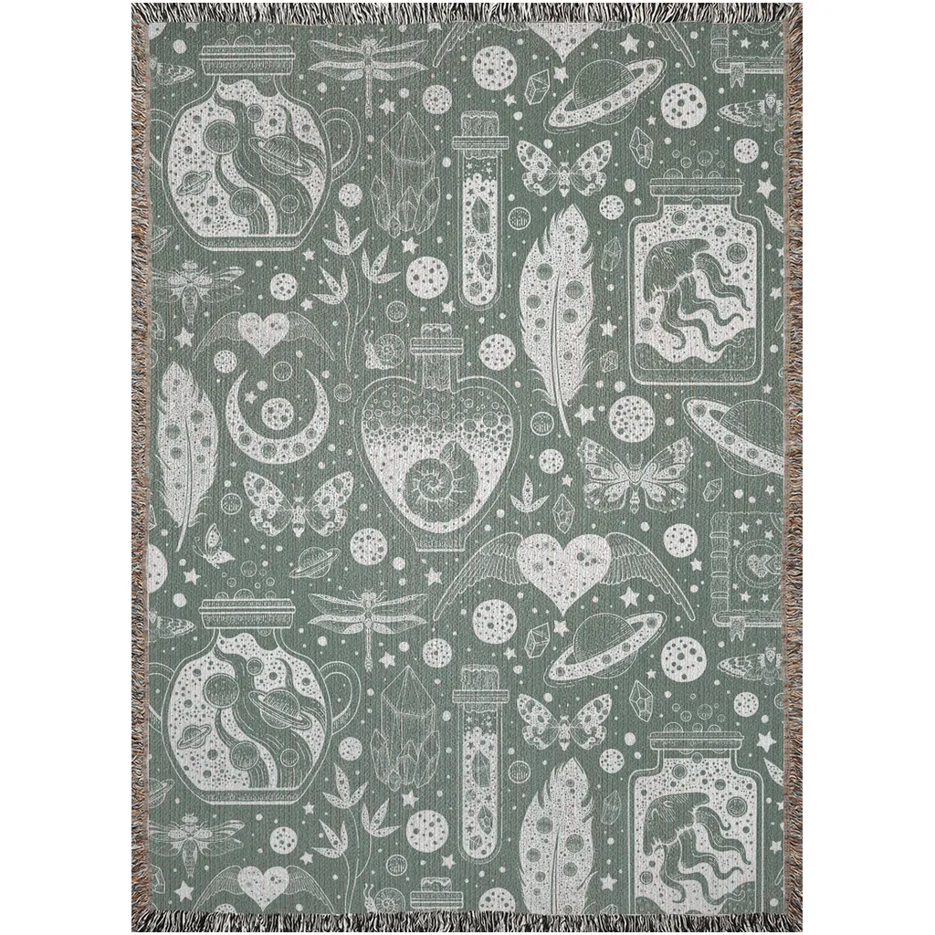 Earthy Green | Witchy Mystical Woven Blanket