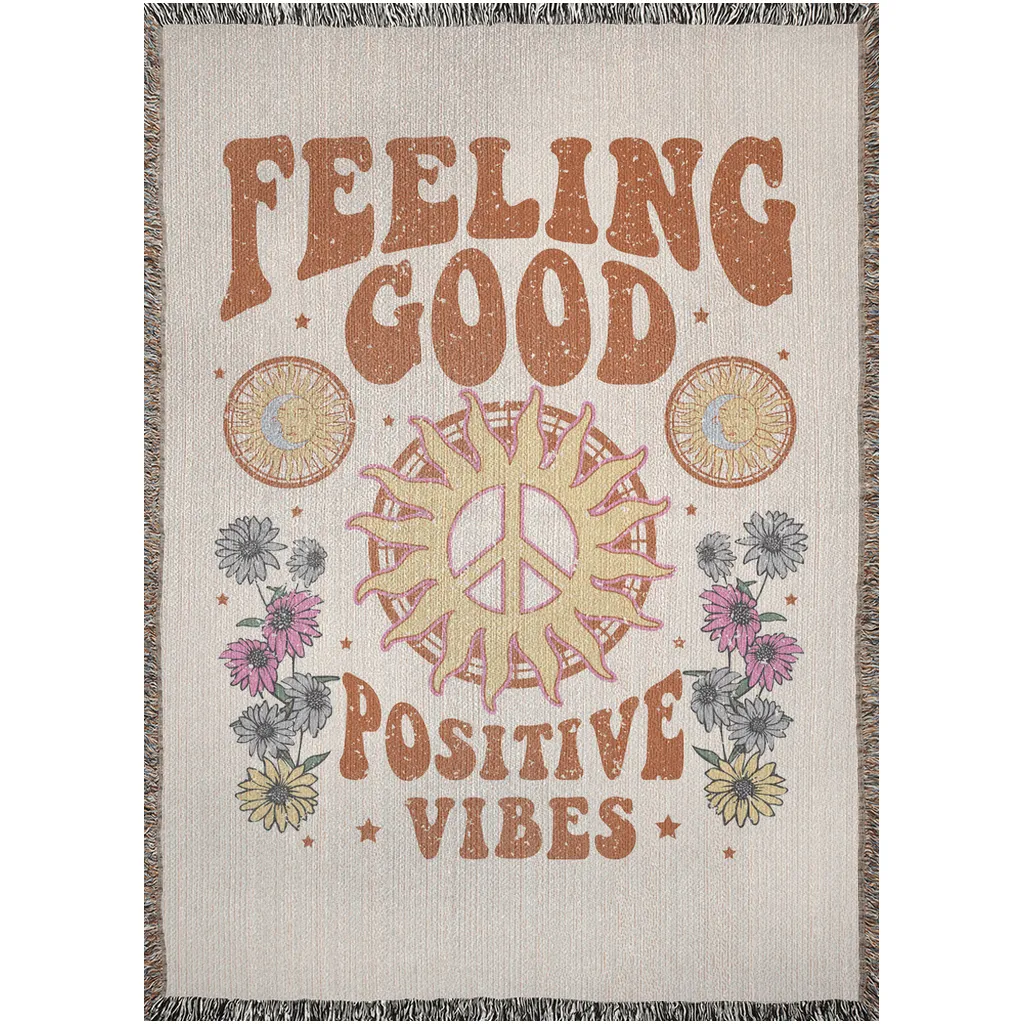 Feeling Good Positive Vibes | Hippie Woven Blanket