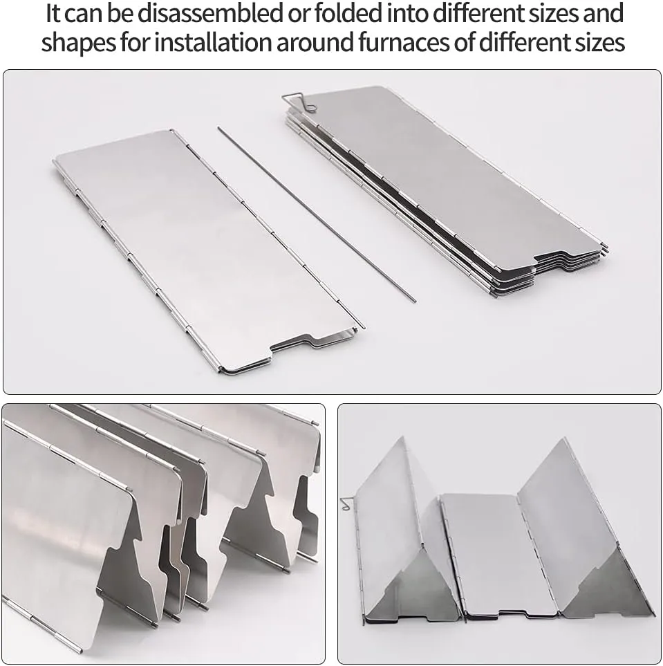 Folding Stove Windscreen for Camping Stove, 16 Plates Lightweight Windshield for Butane Burner Camp Stoves, Wind Blocker Screen for Grill