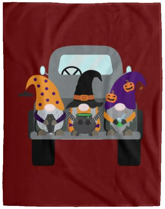 Halloween Gnomes in a Truck VPL Cozy Plush Fleece Blanket - 60x80