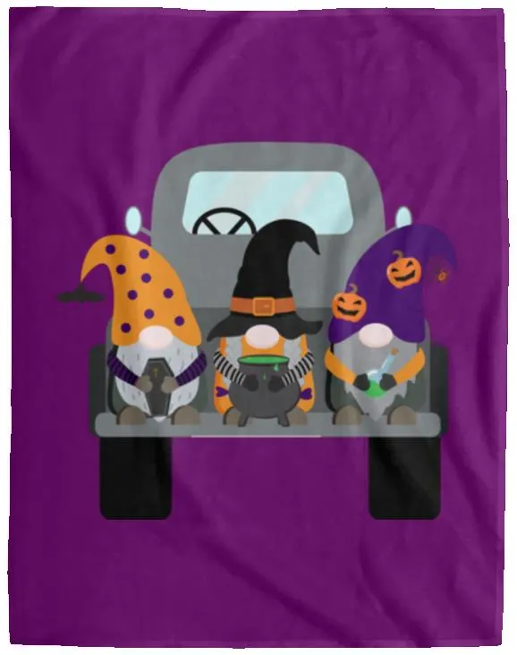 Halloween Gnomes in a Truck VPL Cozy Plush Fleece Blanket - 60x80