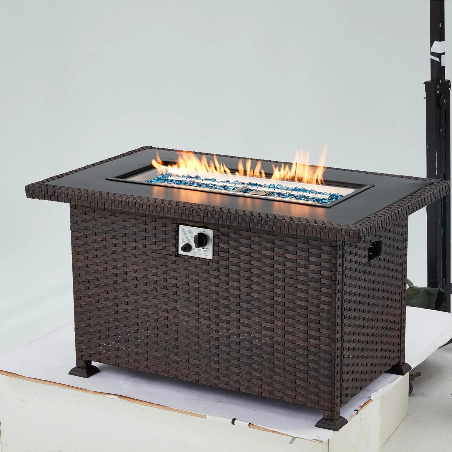 Homrest Patio Propane Fire Pits,44in 50,000 BTU Auto-Ignition, Dark Brown
