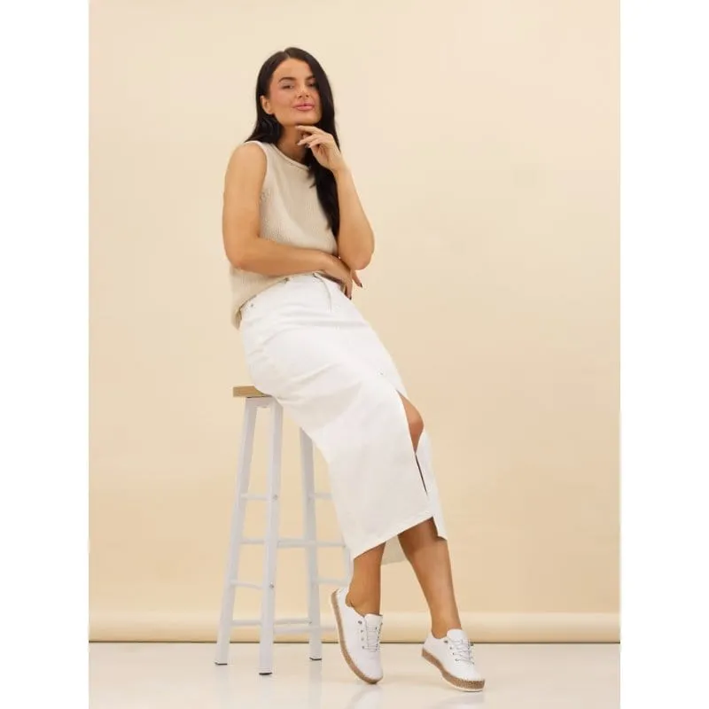 Lunar Womens White Plimsoll Shoes - Evie