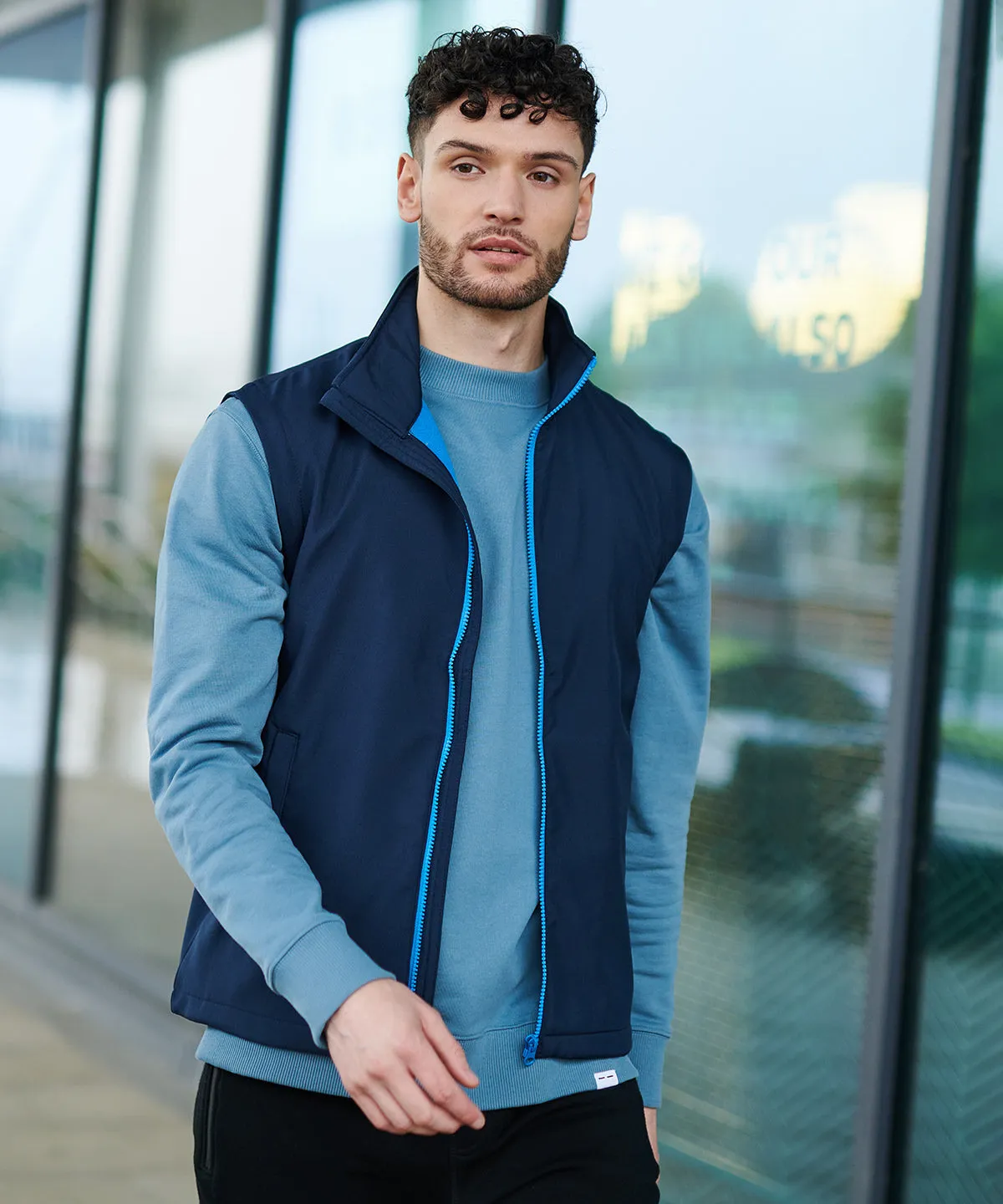 Navy/French Blue - Ablaze printable softshell bodywarmer