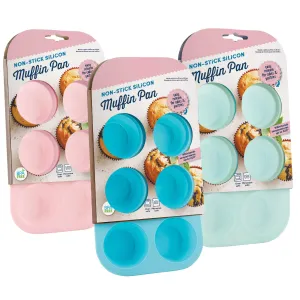 Non-Stick 6 Cup Silicon Muffin Pan Assorted