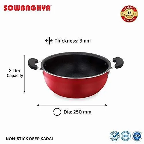 NS Deep kadai with SS Lid- 3Ltr