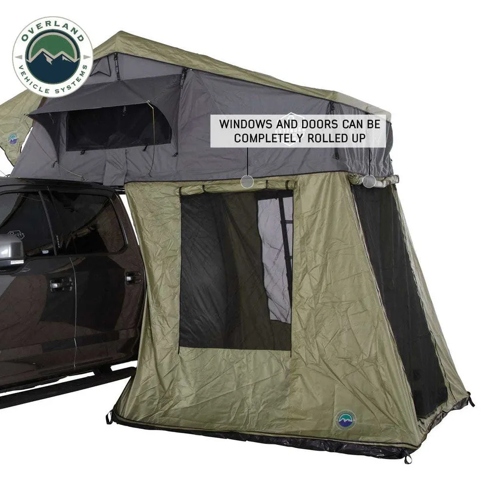 OVERLAND VEHICLE SYSTEMS | Nomadic 4 Roof Top Tent Annex Green Base With Black Floor & Travel Cover (18549936)