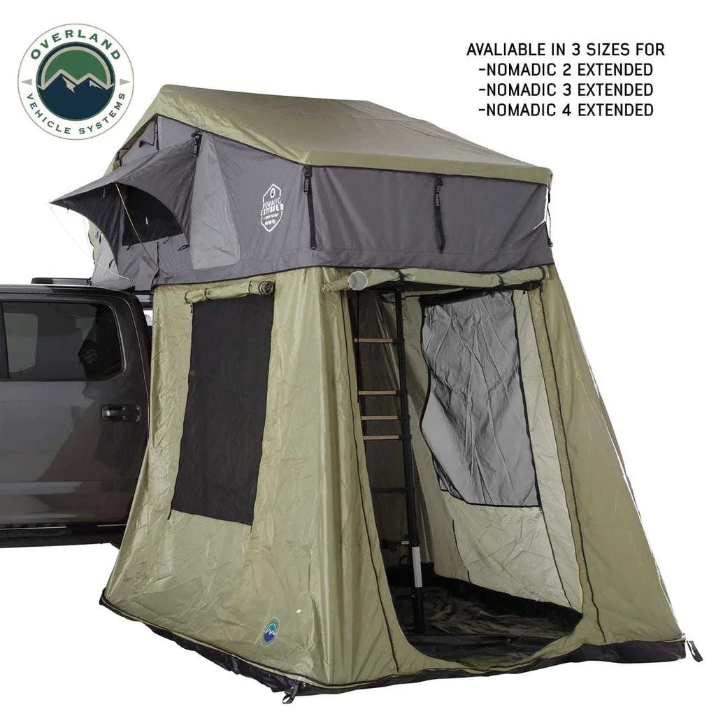 OVERLAND VEHICLE SYSTEMS | Nomadic 4 Roof Top Tent Annex Green Base With Black Floor & Travel Cover (18549936)