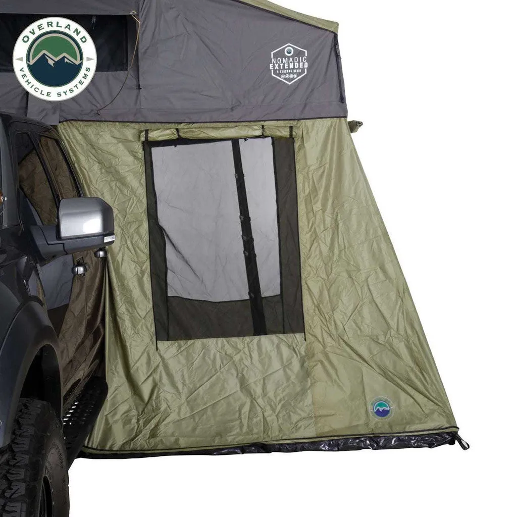 OVERLAND VEHICLE SYSTEMS | Nomadic 4 Roof Top Tent Annex Green Base With Black Floor & Travel Cover (18549936)