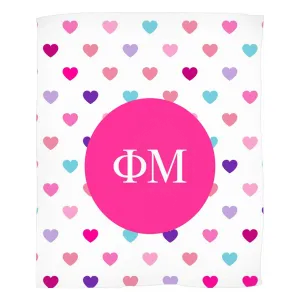 Phi Mu Hearts Fleece Blankets