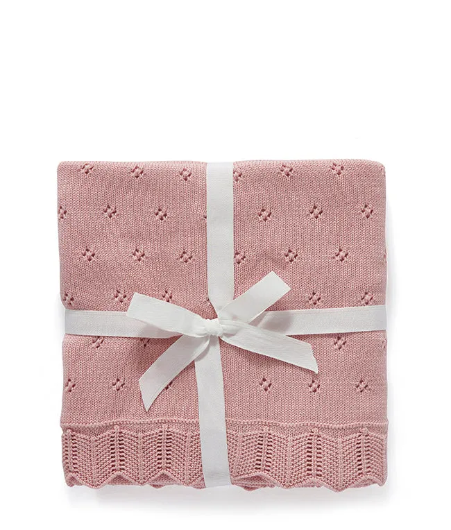 Pointelle Baby Blanket - Fairy Floss Pink
