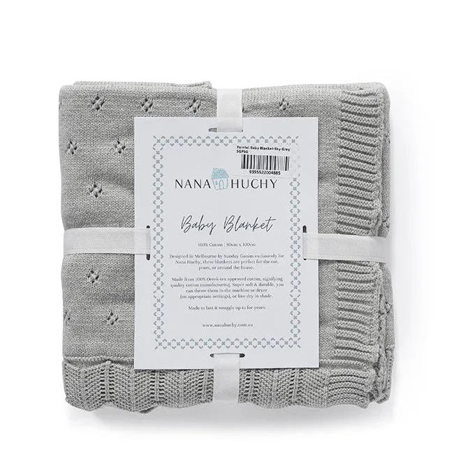 Pointelle Baby Blanket - Sky Grey