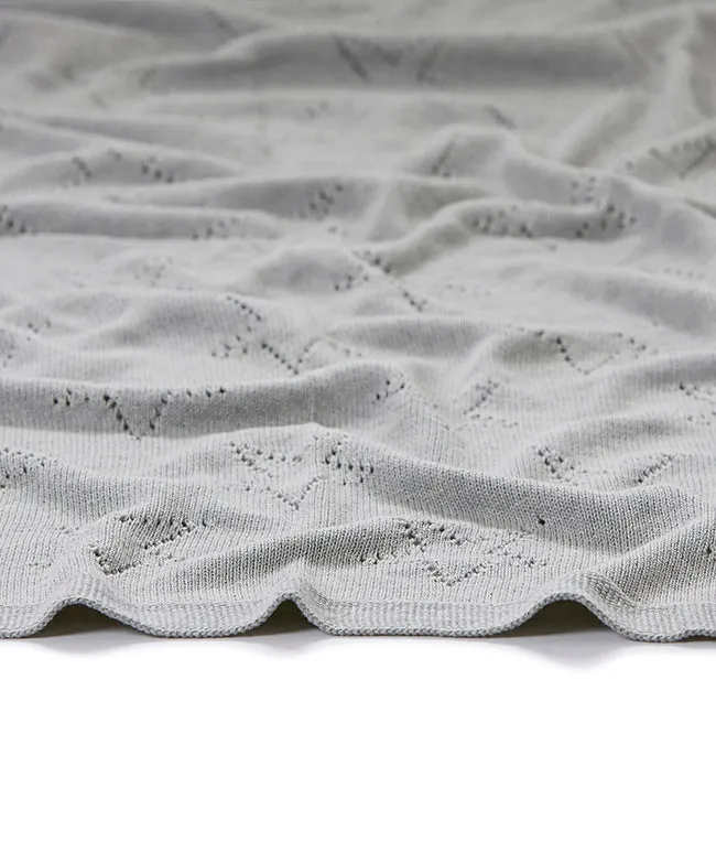 Pointelle Baby Blanket - Sky Grey