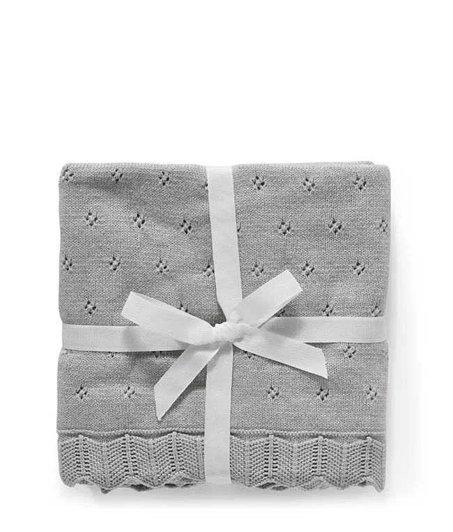 Pointelle Baby Blanket - Sky Grey