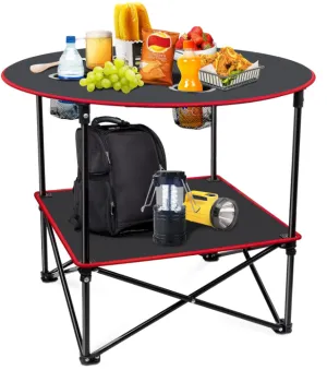 Portable Camping Table Folding Picnic Tables Lightweight Waterproof for Outside with 4 Cup Holders Carry Bags for Beach, Campfires, Tailgating