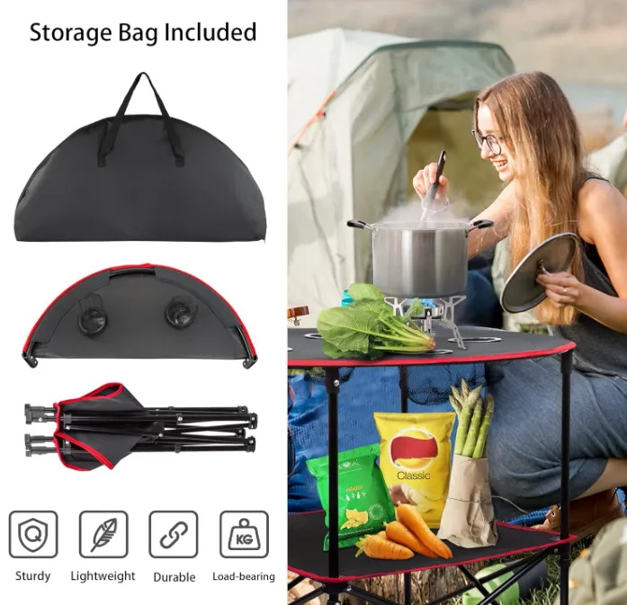 Portable Camping Table Folding Picnic Tables Lightweight Waterproof for Outside with 4 Cup Holders Carry Bags for Beach, Campfires, Tailgating