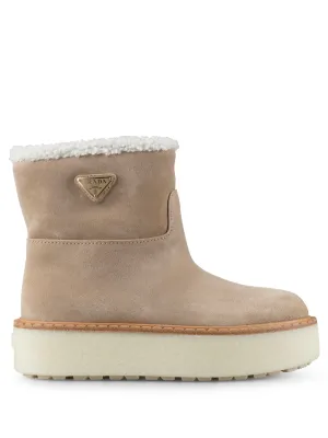 PRADA Suede Ankle Boots with Cozy Shearling Lining for Men