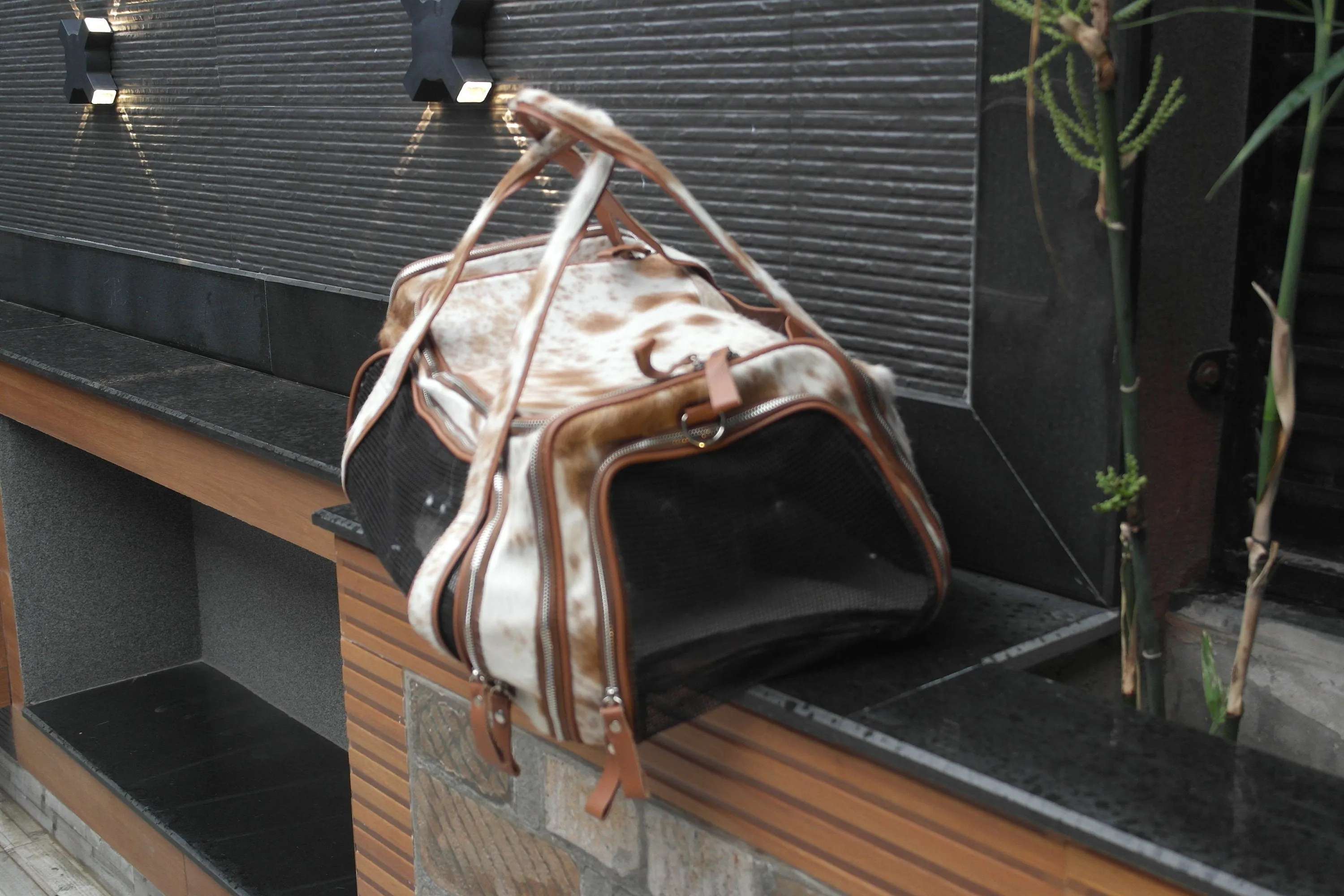 Premium Quality Cowhide Leather Pet Carrier Bag for Cats and Dogs