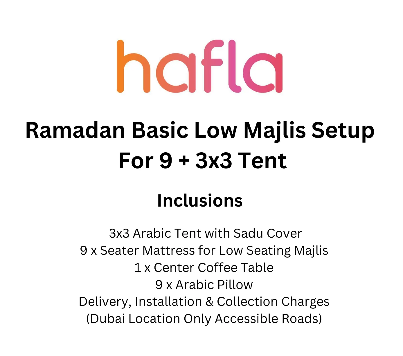 Ramadan Basic Majlis Setup For 9   3x3 Tent