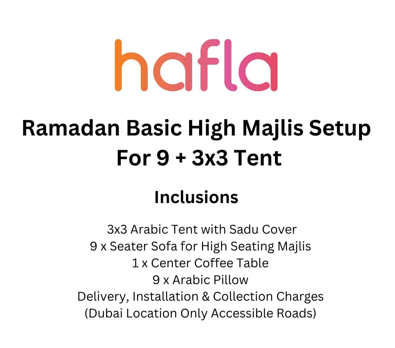 Ramadan Basic Majlis Setup For 9   3x3 Tent