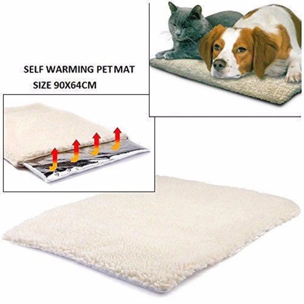 Self Heating Pet Bed - Thermal Technology - Faux Lambswool
