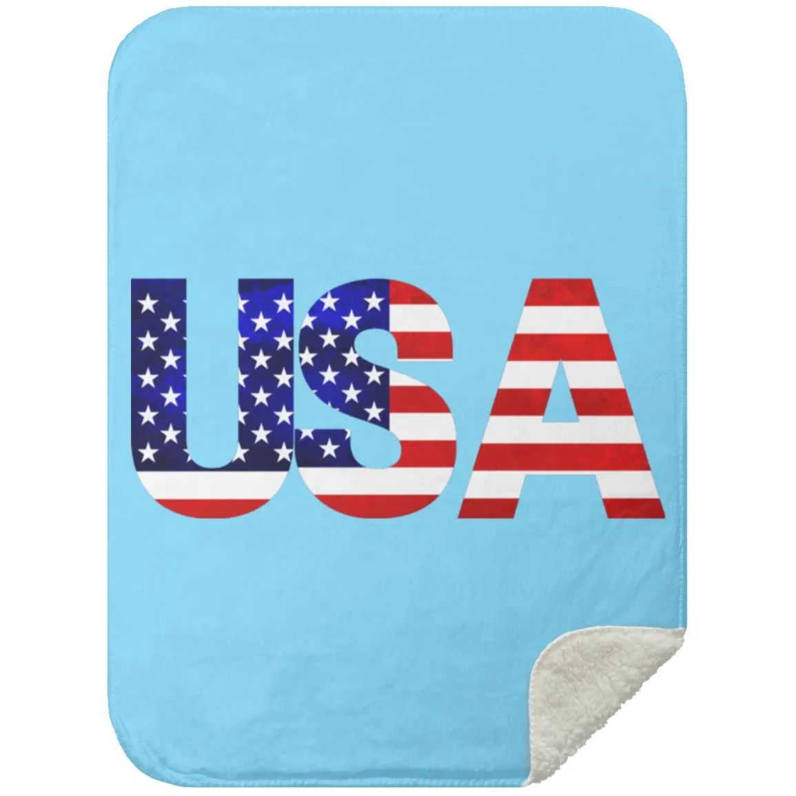 USA American Flag T-shirt MSHS Premium Sherpa Blanket 30x40